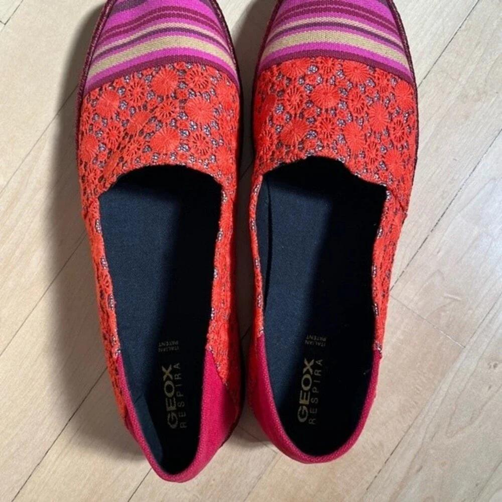 GEOX Respira Stripe and Laser Cut Espadrilles 10